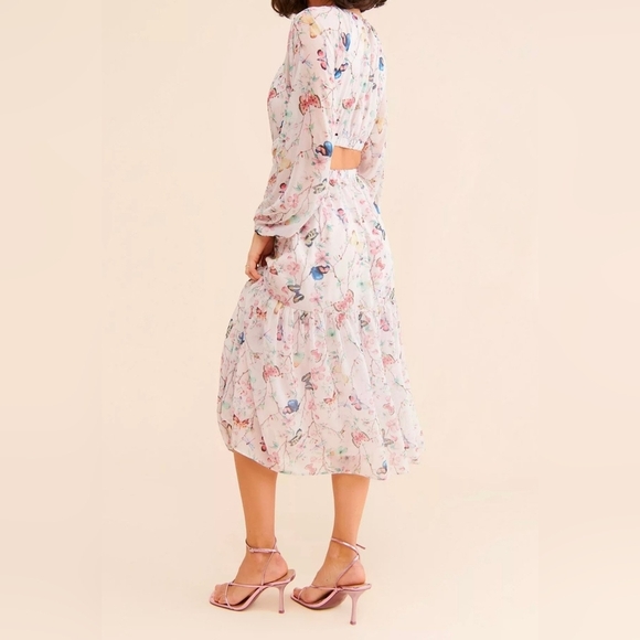 Steve Madden Cadi Cutout Midi Dress, Floral Butterfly Print, Size XS, NWOT! - Picture 4 of 13